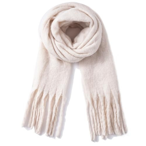 TUSHUSTY Winter Women Chunky Scarf Warm Blanket Big Thick Large Oversized Wrap Colorful Long Solid Scarves Beiga | Amazon (US)
