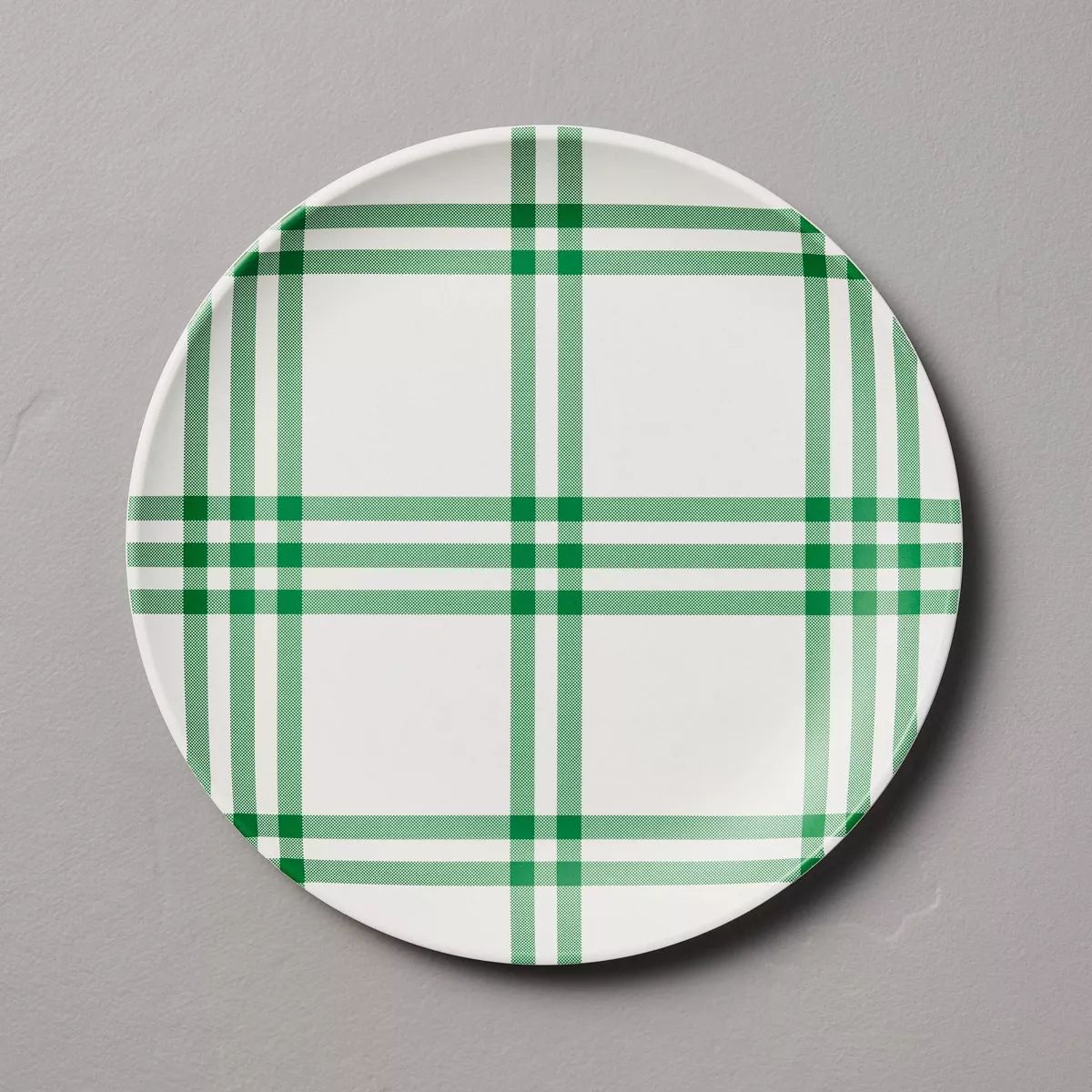8.8" Tri-Stripe Plaid Melamine Salad Plates Green/Cream - Hearth & Hand™ with Magnolia | Target