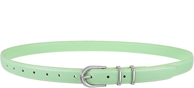 JASGOOD Women Skinny Leather Belt for Jeans Pants Fashion Ladies Thin Belt for Dress with Gold Si... | Amazon (US)