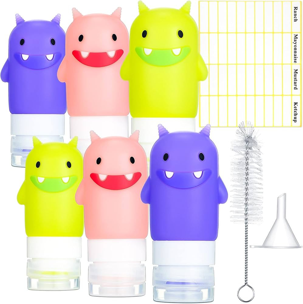 Meanplan 6 Set Silicone Mini Condiment Squeeze Bottles Kids Lunch Supplies Cute Salad Dressing Bo... | Amazon (US)