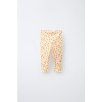 Zara - Floral Ribbed Leggings - Ecru/Yellow - 3-6 Months (26,8 Inches) - Kids | Zara US