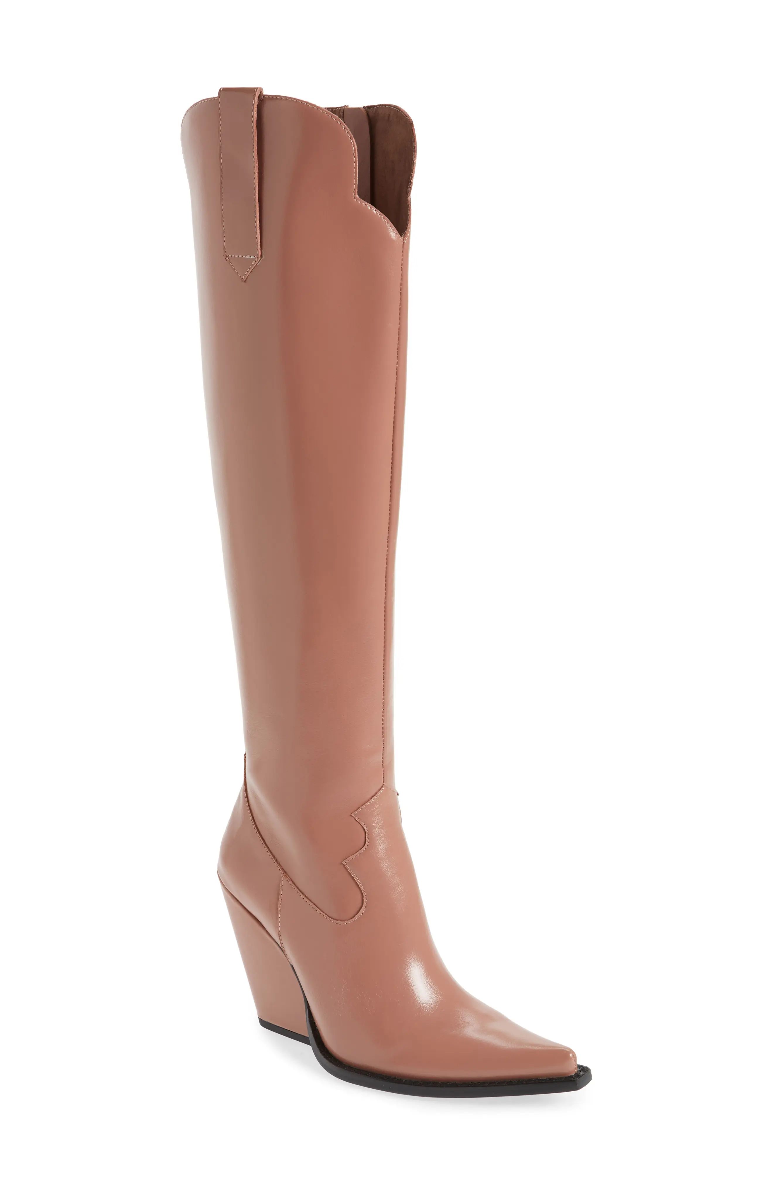 Jeffrey Campbell Amiga Over the Knee Western Boot, Size 6 in Pink at Nordstrom | Nordstrom