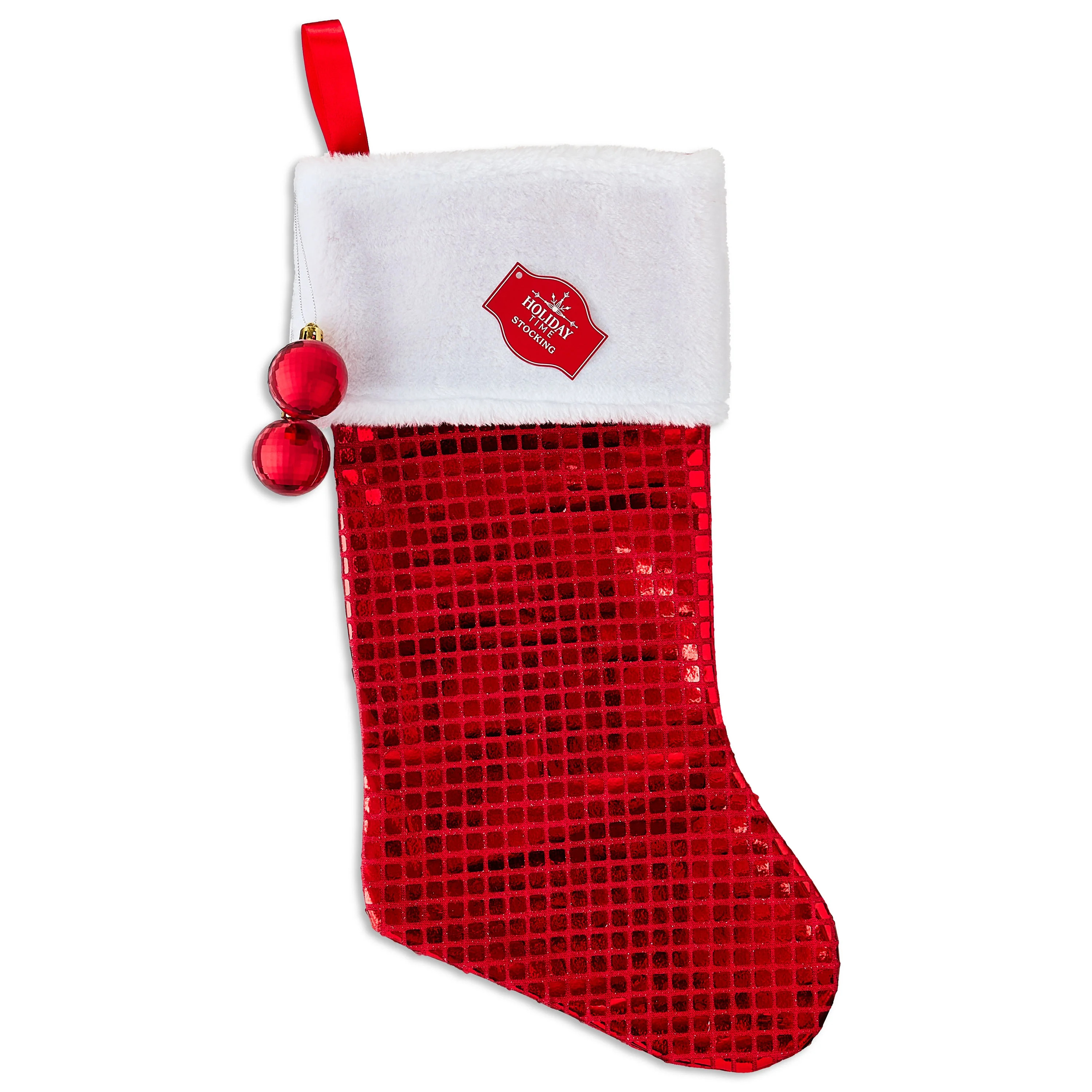 Disco Christmas Stocking, Red, 19", by Holiday Time | Walmart (US)