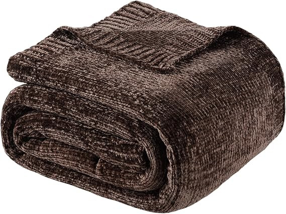 BATTILO HOME Dark Brown Throw Blanket for Couch, Soft Chenille Throw Blankets for Bed, Sofa, Home... | Amazon (US)