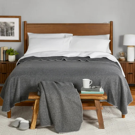 Mainstays Super Soft Greystone Fleece Bed Blanket, Full/Queen | Walmart (US)