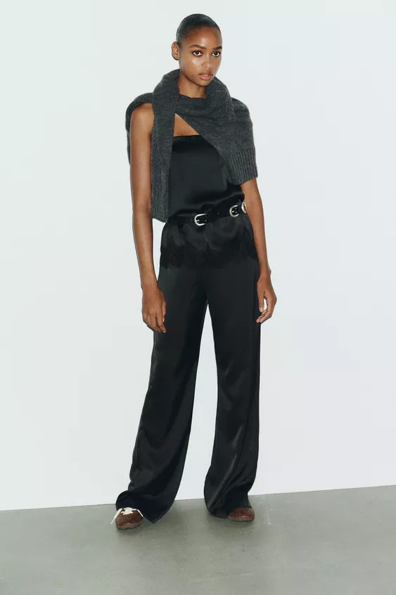 HIGH-WAISTED SATIN PANTS | Zara US