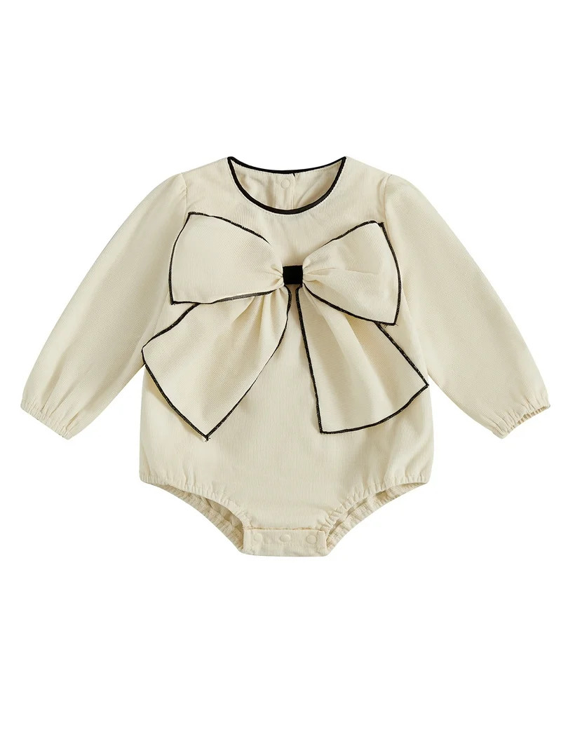 aturustex Toddler Baby Girl Bow Sweatshirt Romper 0 3M 6M 12M 18M Infant Round Neck Long Sleeve B... | Walmart (US)