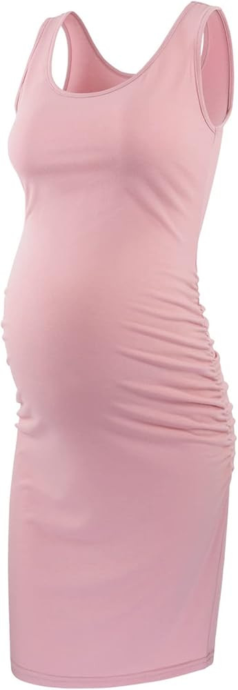 Liu & Qu Women's Maternity Sleeveless Tank Dresses Side Ruching Bodycon Dress for Daily Wearing o... | Amazon (US)