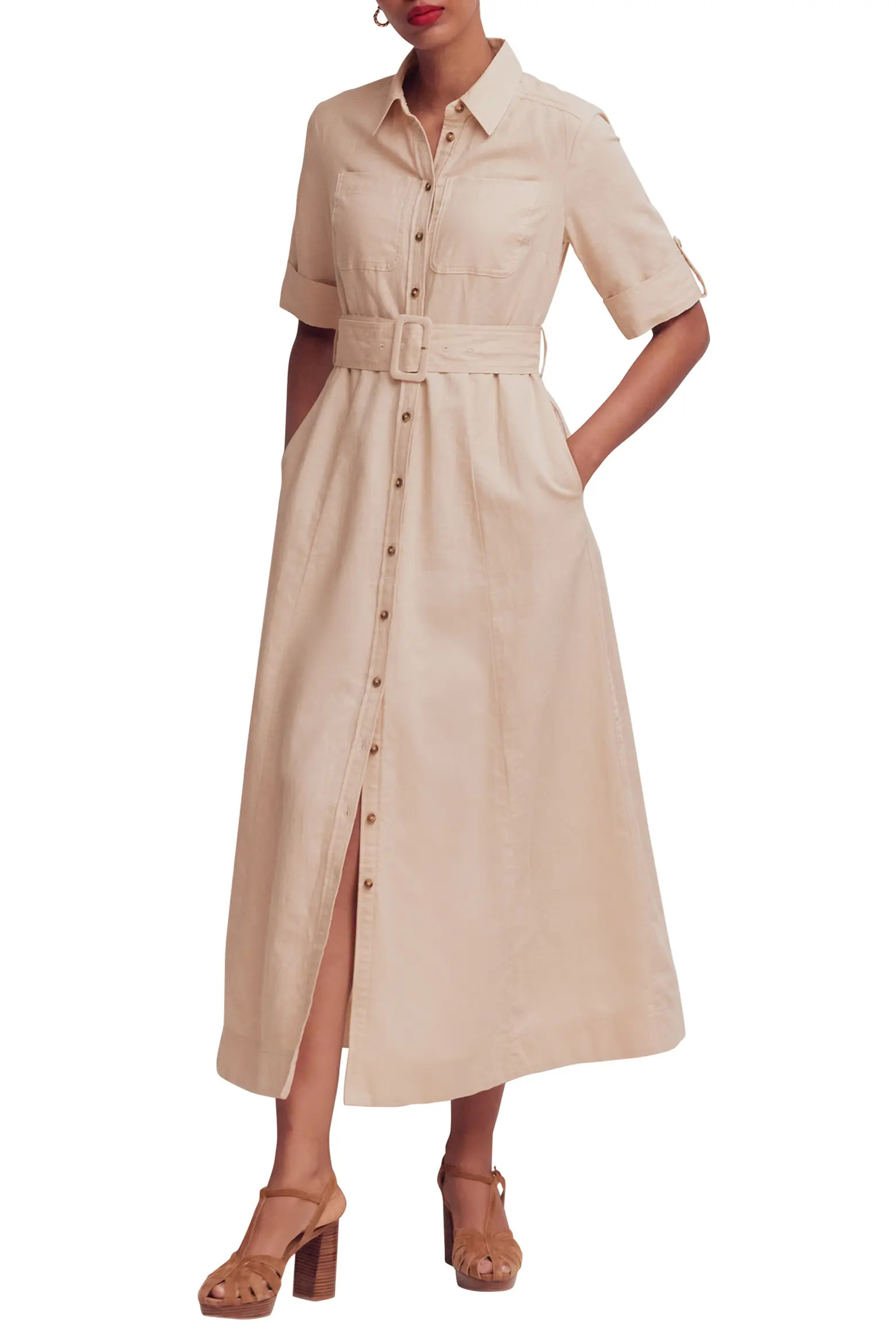 Ora Linen Blend Shirt Dress (Women) | Nordstrom | Nordstrom