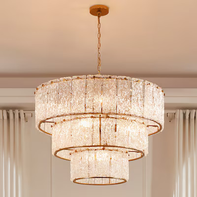 KAWOTI Quinn 8 -Light Matte Gold Indoor Crystal Clear glass Glass Metal Chandelier | Lowe's