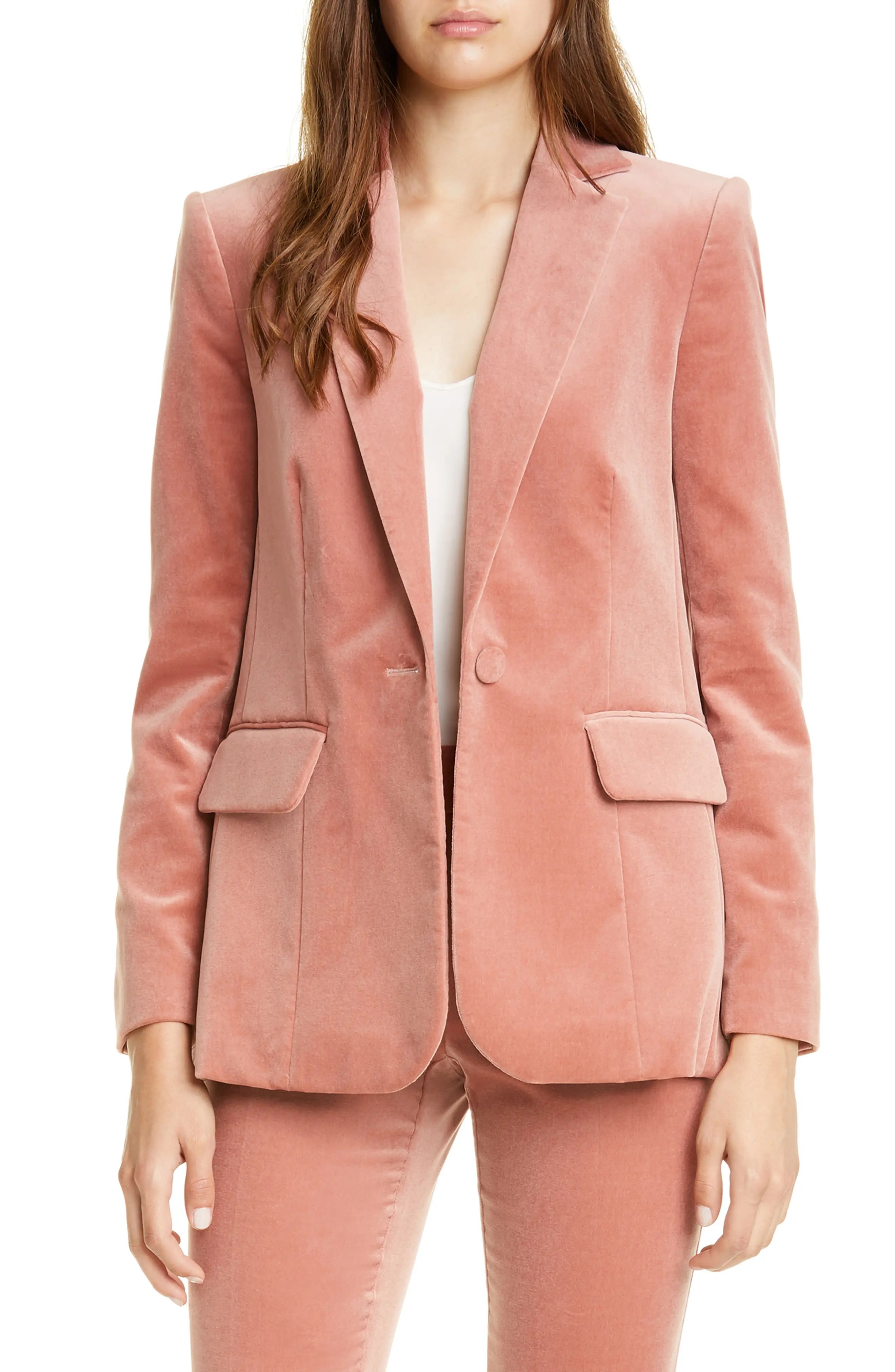 Women's Frame Stretch Velvet Blazer, Size 8 - Pink | Nordstrom