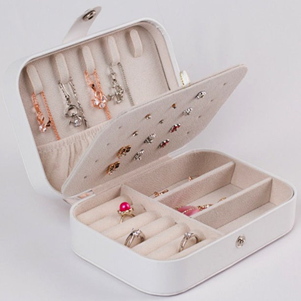 Small Jewelry Organizers for Women, Travel Portable Jewelry Case Gifts (White) - Walmart.com | Walmart (US)