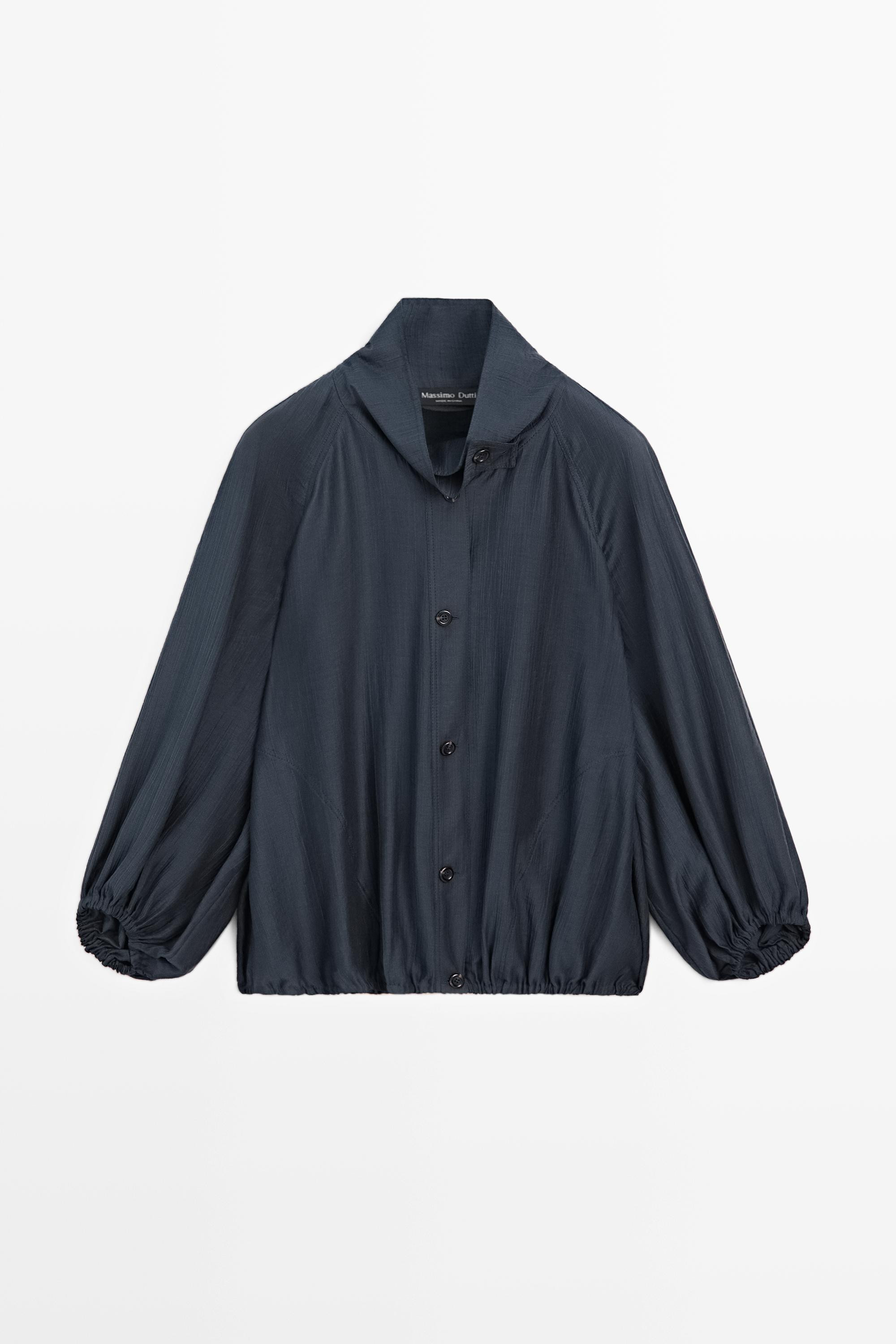 Fluid bomber jacket with shirring detail | Massimo Dutti UK