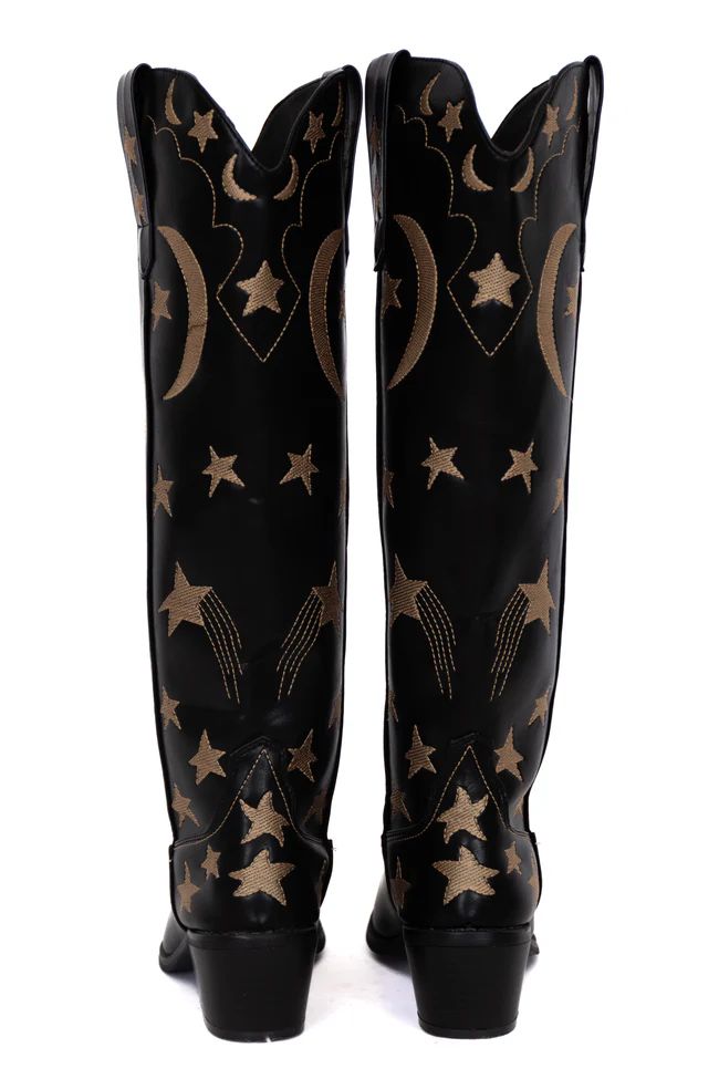 Luna Black Star and Moon Western Boot Black | Pink Lily
