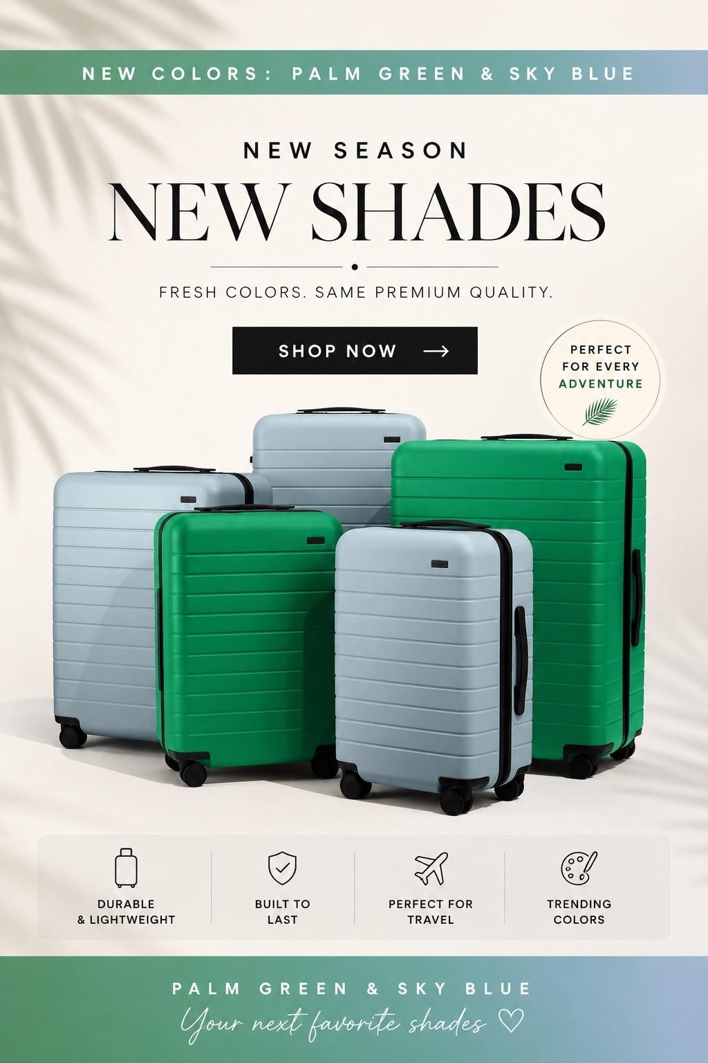 New season, new shades 💚🩵
Obsessed with these Palm Green & Sky Blue luggage sets — lightweight, chic, and made for summer travel. These colors are going to sell out fast ✈️✨

#TravelStyle #AmazonFinds #LuggageSet #VacationReady #TravelEssentials #LTKTravel #SummerTravel #TravelInStyle #SuitcaseGoals #AirportStyle #VacationMode #AmazonTravelFinds #TravelBags #LTKFinds #NeutralAesthetic

#LTKTravel