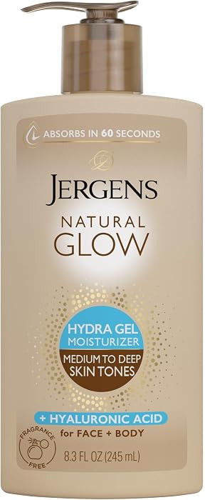 Jergens Natural Glow Hydra Gel Moisturizer, Hyaluronic Acid Tanning Lotion, Hydrating Tanning Gel... | Amazon (US)