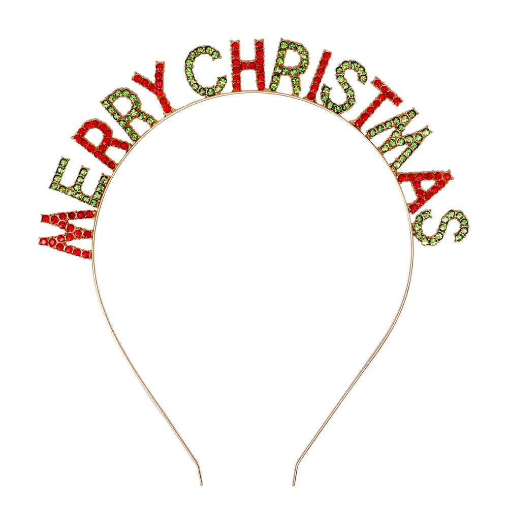 Merry Christmas Rhinestone Headband for Women Girls, Xmas Crystal Hair Hoop Christmas Party Hair ... | Amazon (US)