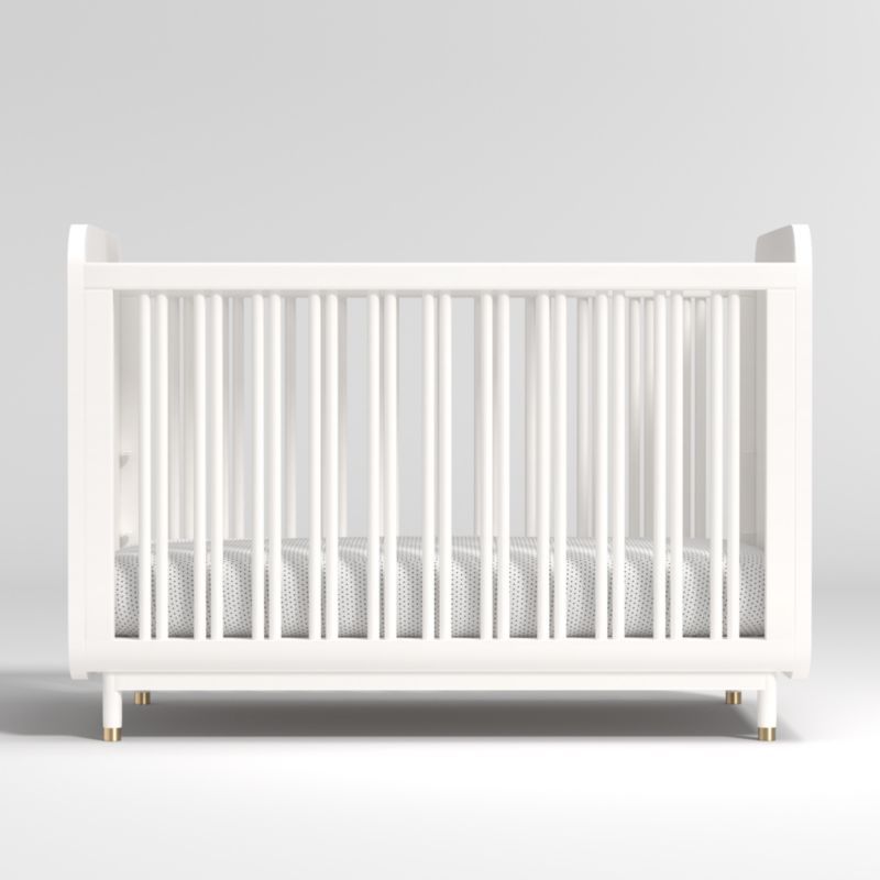 Arlo White and Gold Convertible Baby Crib + Reviews | Crate & Kids | Crate & Barrel