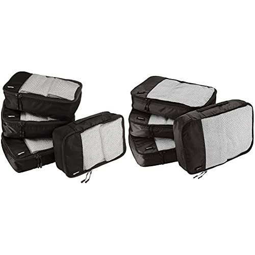 Amazon Basics Small Packing Travel Organizer Cubes - 4-Piece Set, Medium, Black | Amazon (US)