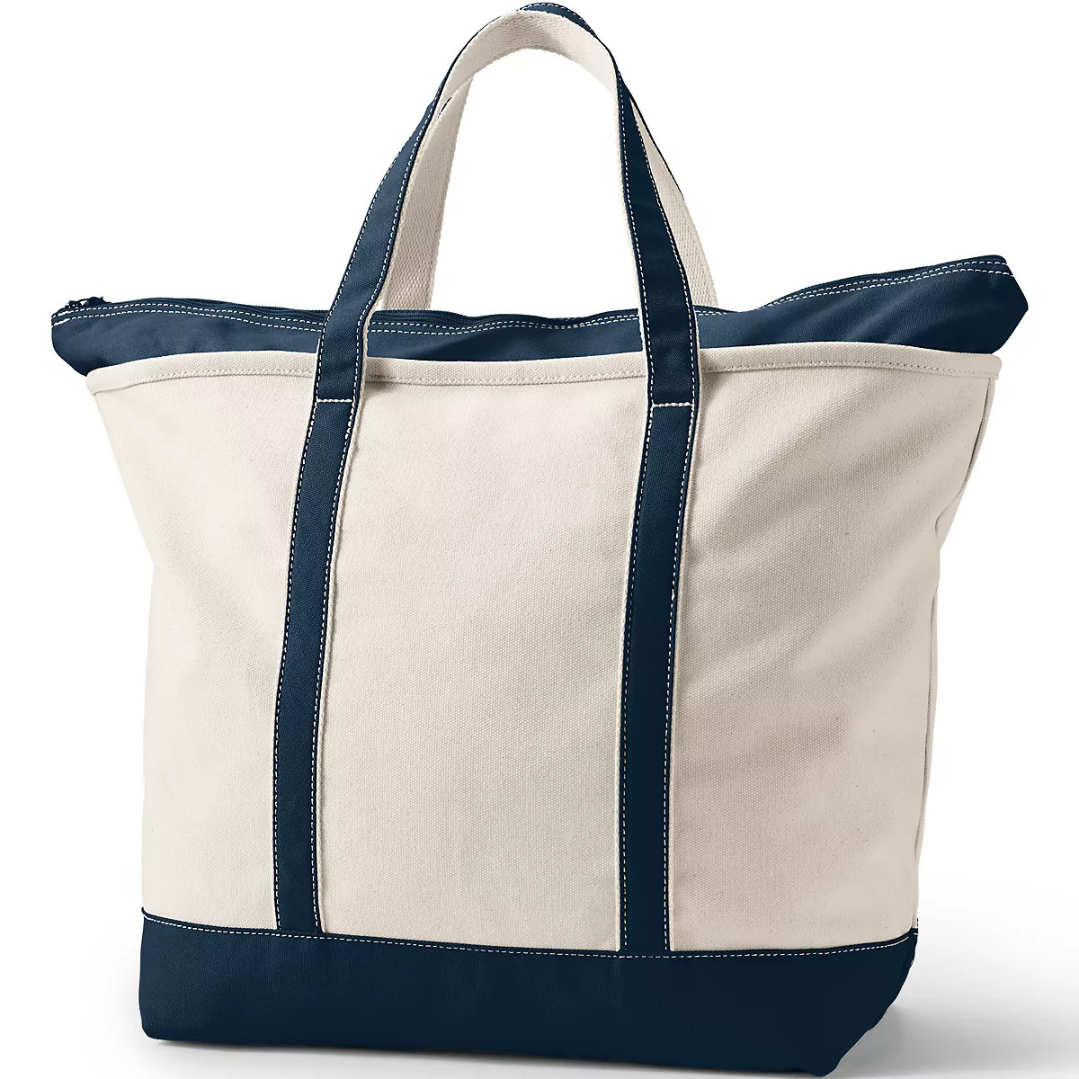Extra Large 5 Pocket Zip Top Canvas Tote Bag | Lands' End (US)