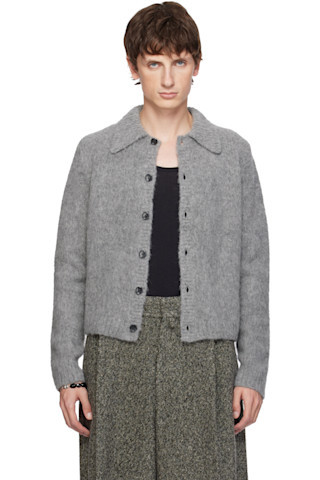 Gray Cropped Wool Cardigan | SSENSE
