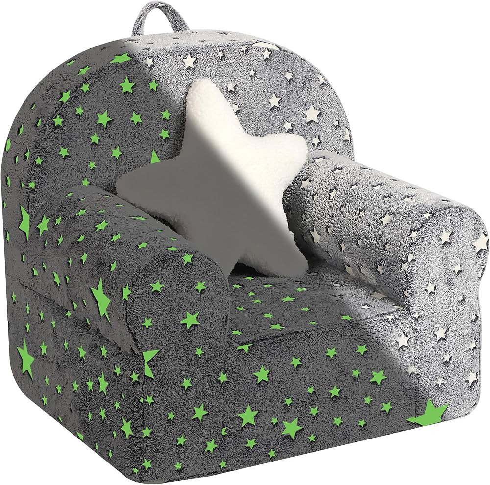Little Star Kids Sofa with Star Throw Pillow, High Back Toddler Chair Glow in The Dark for Boys a... | Amazon (US)