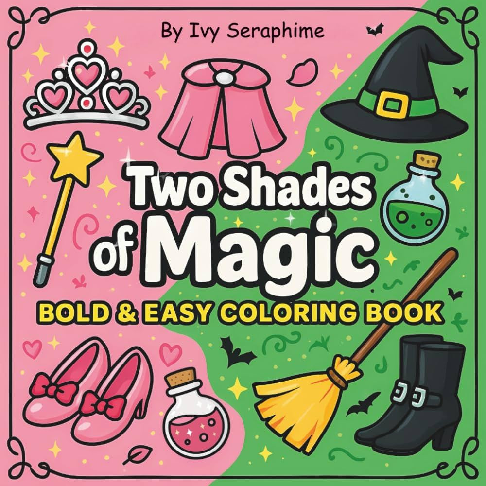 Two Shades of Magic: Bold and Easy Coloring Book Full of Wands, Wings, and Witchy Things (Pink an... | Amazon (US)