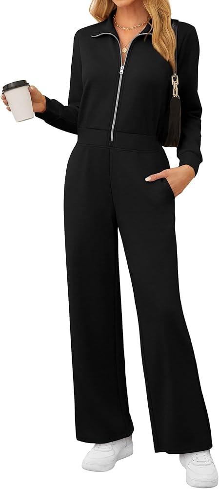 SAMPEEL One Piece Jumpsuits for Women Casual 2024 Fall Fashion Half Zip up Travel Airplane Vacati... | Amazon (US)