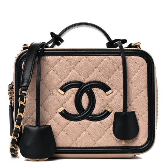 CHANEL

Caviar Quilted Medium CC Filigree Vanity Case Beige Black | Fashionphile