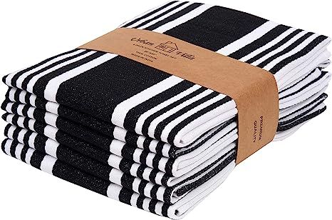 Urban Villa Kitchen Towels Black/White Set of 6 Dish Towels for Kitchen Highly Absorbent 100% Cot... | Amazon (US)