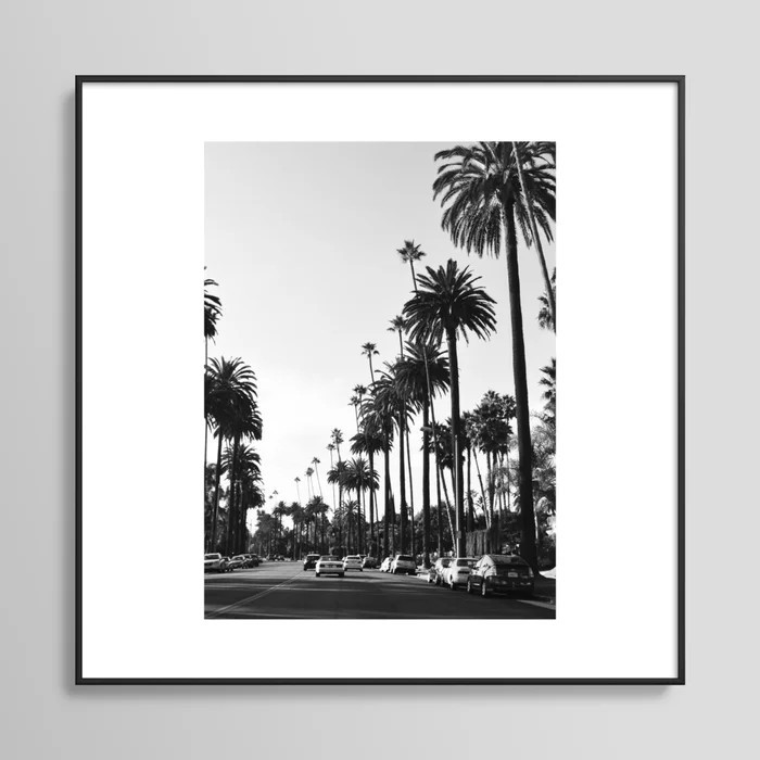 Los Angeles Black and White Framed Art Print | Society6