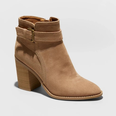 Women's Eden Microsuede Heeled Buckle Bootie - Universal Thread™ | Target