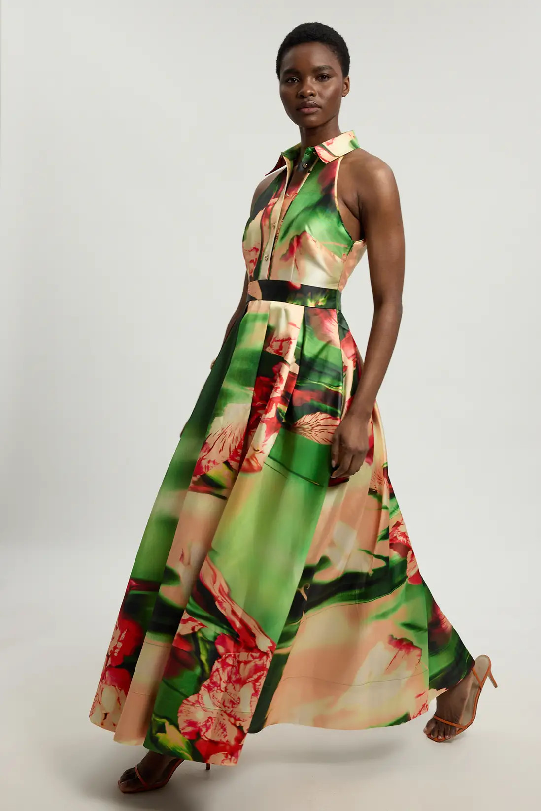 Blurred Orchid Twill Collared Maxi Dress | Karen Millen