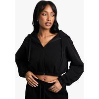 Womens Cropped Zip Through Seam Detail Hoodie - Black - Xs | boohoo (US & Canada)