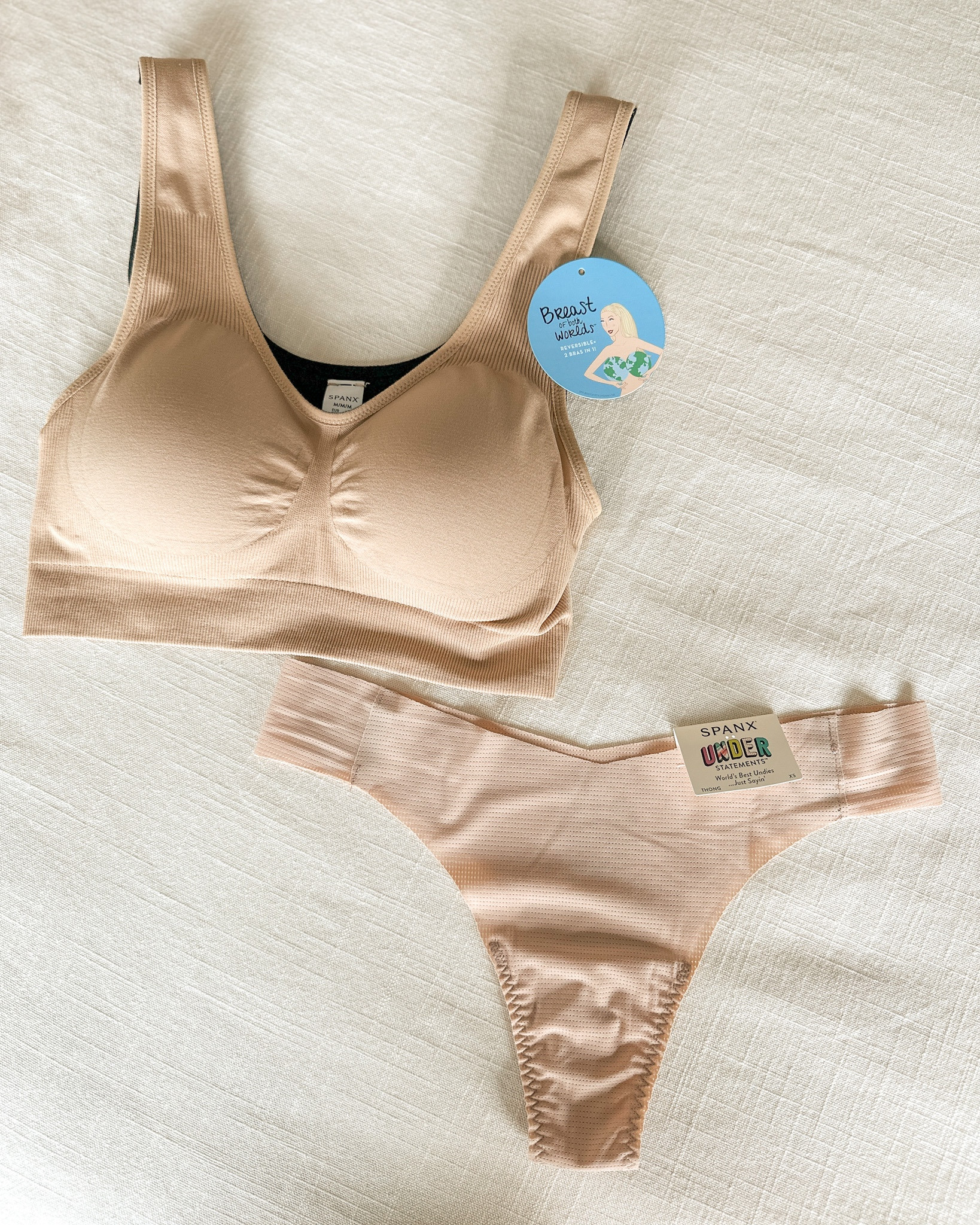 Save 10% plus free shipping & returns code HOLLYFXSPANX
Breast of Both Worlds Reversible Comfort Bra is sooo amazing! So comfortable! Under Statements Thong is comfy and no panty lines! 

#LTKfit #LTKstyletip #LTKsalealert