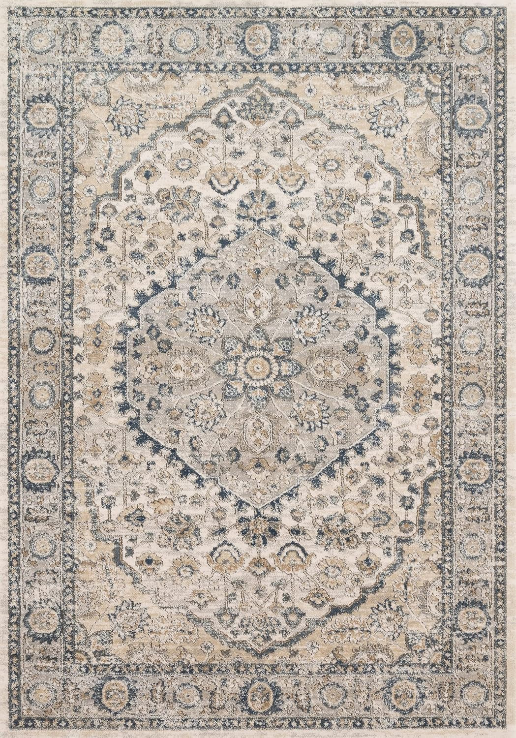 Loloi II Teagan Collection TEA-01 Natural / LT. Grey, Traditional 7'-11" x 10'-6" Area Rug | Amazon (US)