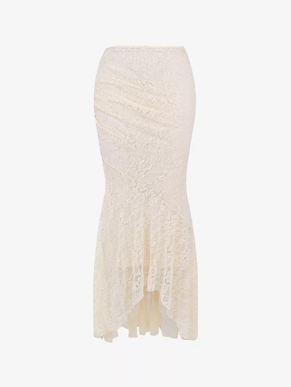 Therese asymmetric-hem stretch-lace maxi skirt | Selfridges
