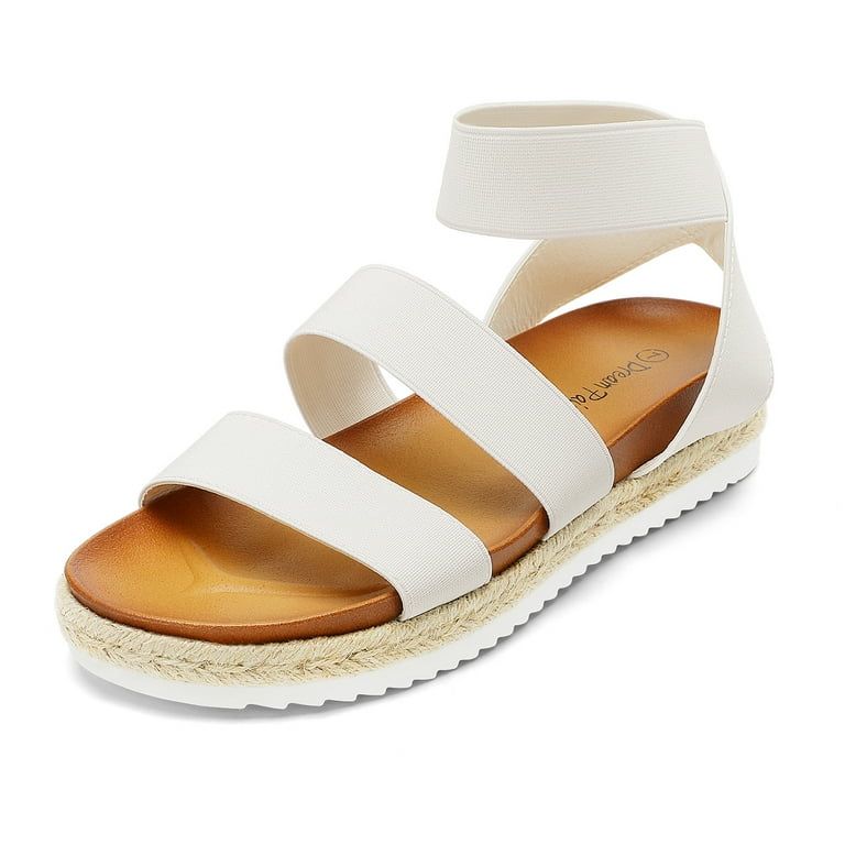 Dream Pairs Women's Jimmie White Platform Wedge Sandals Size 9 B(M) US | Walmart (US)