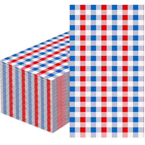 100 Pcs Patriotic Buffalo Plaid Checkered Napkins Disposable, 4th of July Paper Napkins, Red White Blue Guest Dinner Napkins for Patriotic Memorial Day Independence Day Party Supplies | Amazon (US)