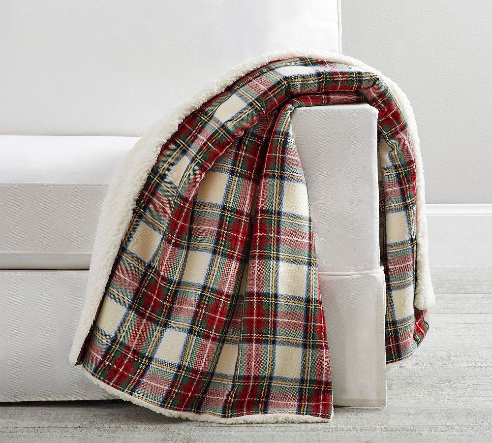 Stewart Plaid with Sherpa Back Throw | Pottery Barn (US)