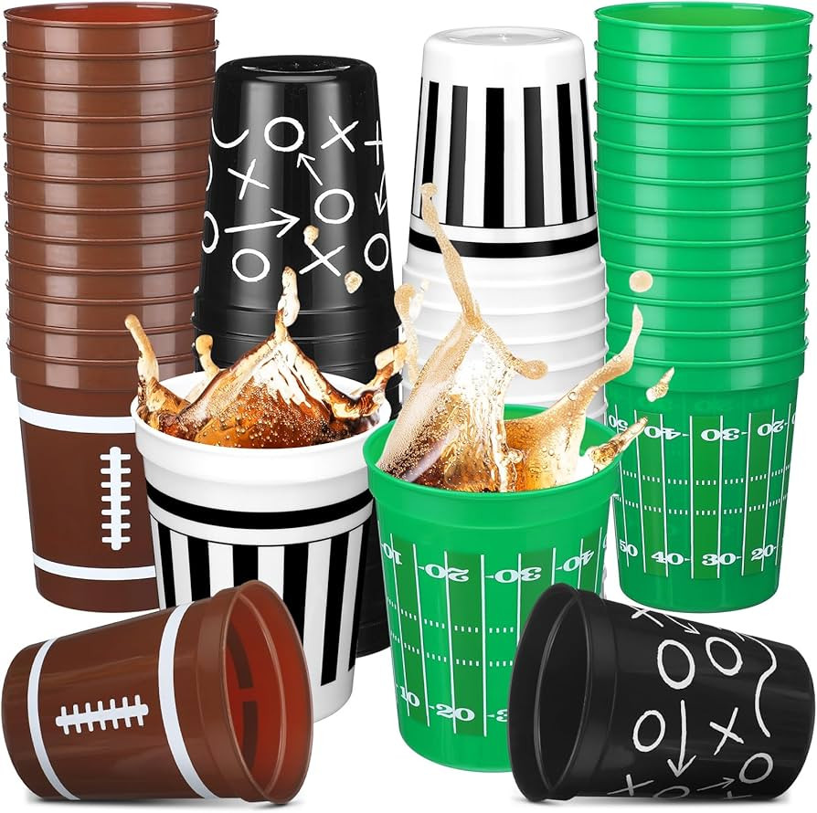 Tioncy 48 Pack Football Plastic Cups 16 Oz Football Theme Disposable Cups 4 Designs Football Plas... | Amazon (US)