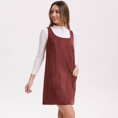 Women's Faux Suede Pocket Mini A-Line Dress - Wild Fable™ Brown | Target