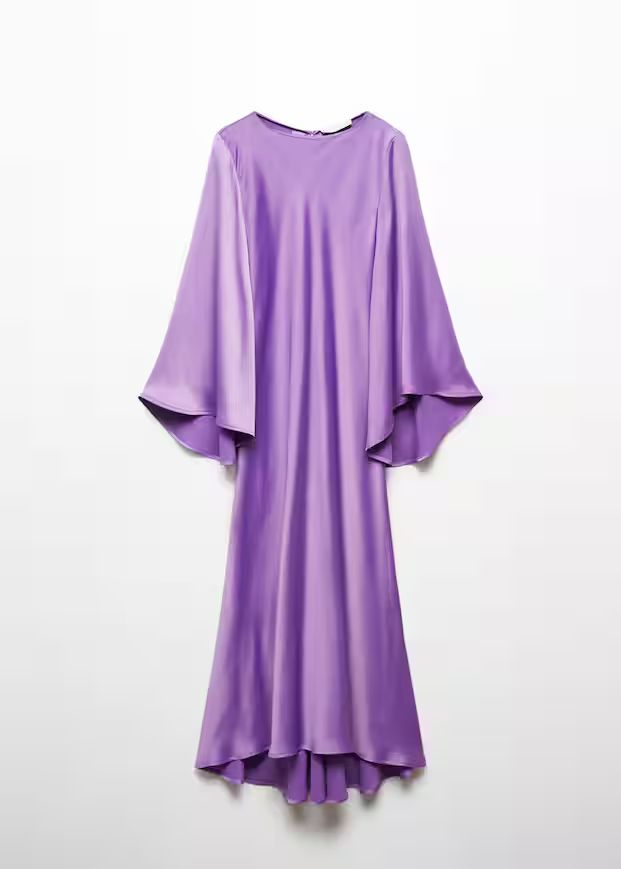 Flared-sleeve satin dress | MANGO (US)