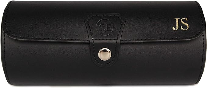 CASE ELEGANCE Monogrammed Vegan Leather Travel Watch Case Roll Organizer Classic Black | Amazon (US)