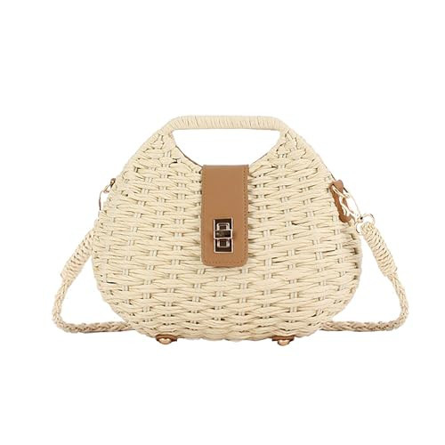 GZIBTB Straw Crossbody Bag for Women Boho Summer Beach Basket Purse Woven Wicker Bag Lightweight Shoulder Handbag (Beige) | Amazon (US)