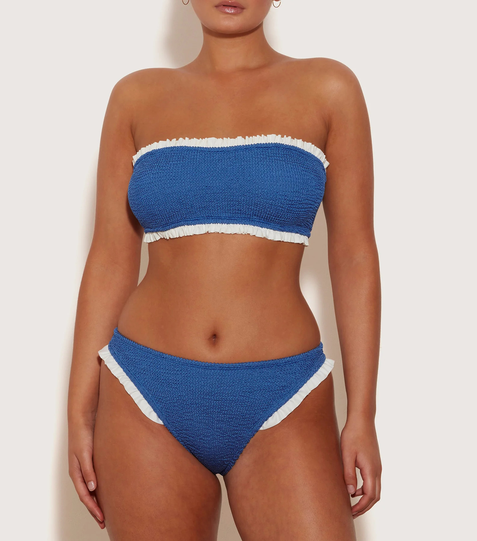 Tracey Frill Bikini - Metallic Denim | HUNZA G