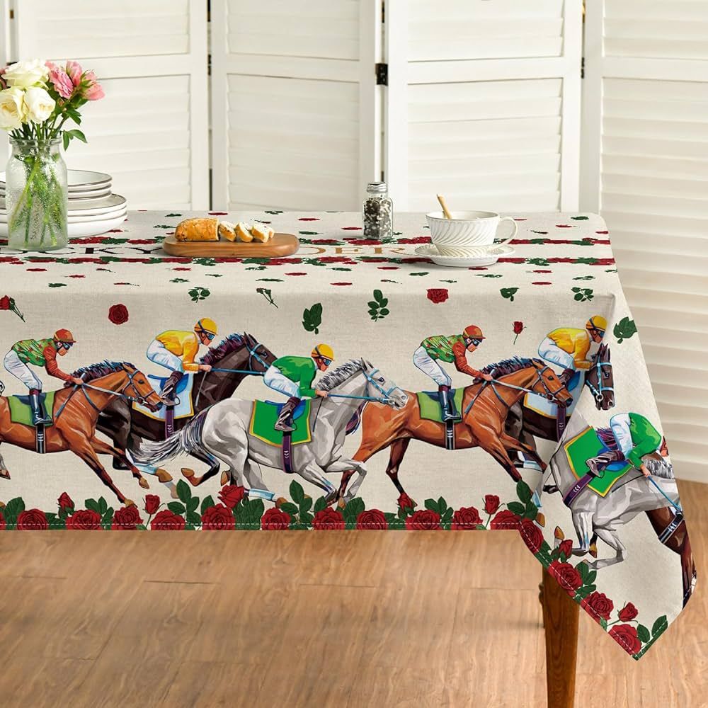 Horaldaily Kentucky Derby Rectangular Tablecloth 60×120 Inch, Horse Racing Washable Table Cover ... | Amazon (US)