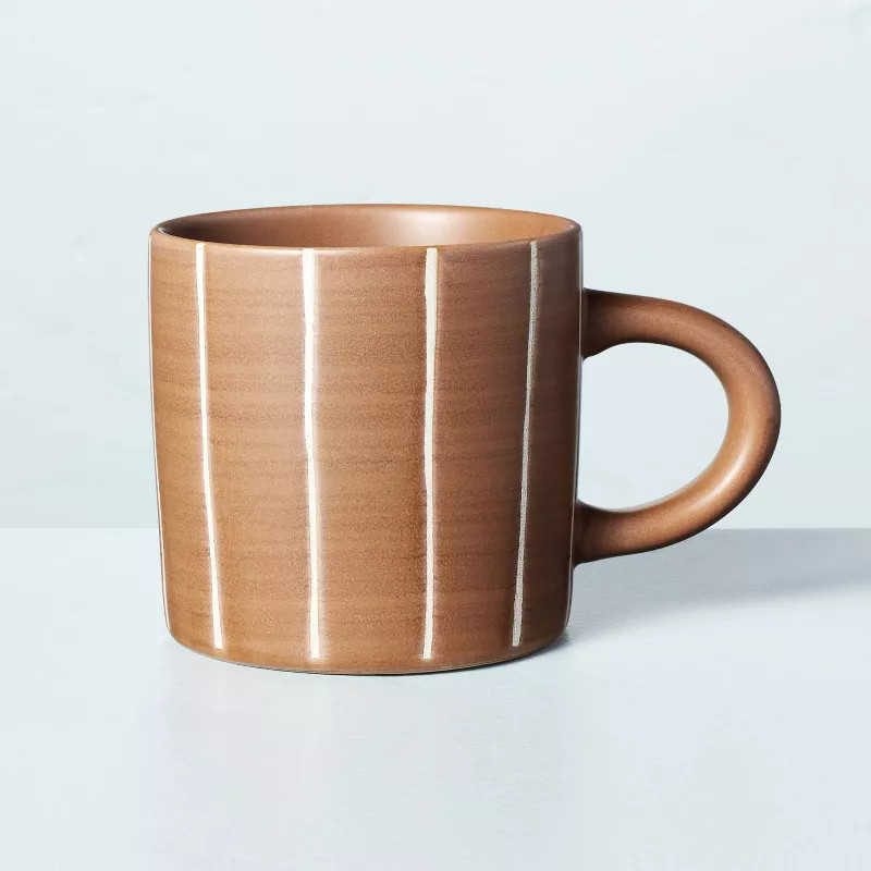 13.5oz Stoneware Wide Stripes Mug Brown - Hearth & Hand™ with Magnolia | Target
