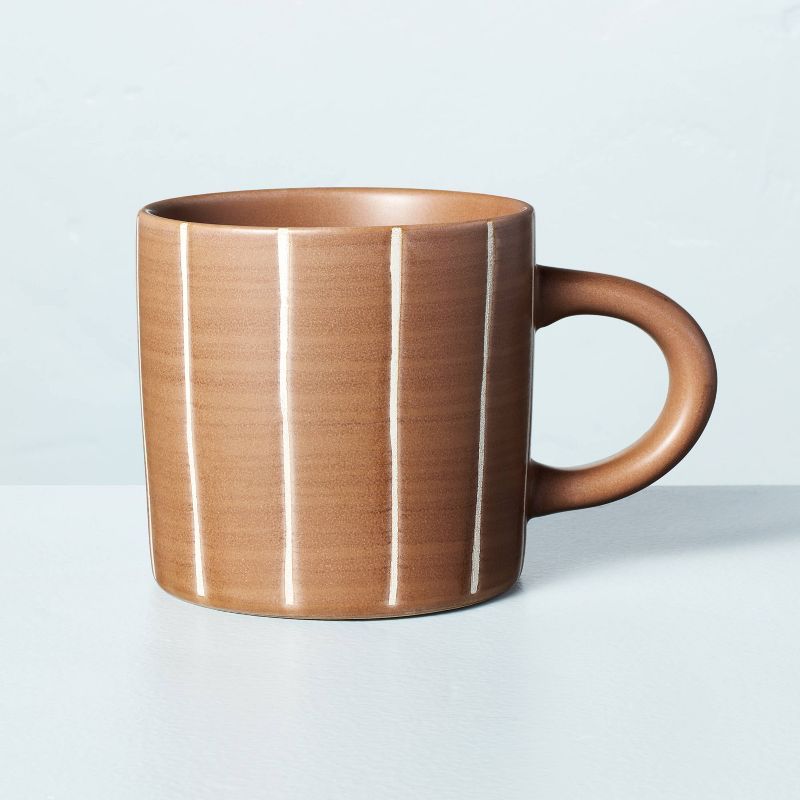 13.5oz Stoneware Ticking Stripes Mug Taupe - Hearth & Hand™ with Magnolia | Target