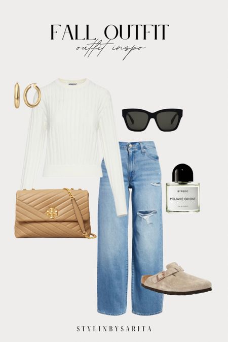 White sweater, dad jeans, Birkenstock clogs, fall shoes, fall outfits, sunglasses, gold hoops, byredo perfume, denim jeans outfit, jeans, nordstrom sale

#LTKU #LTKstyletip #LTKBacktoSchool